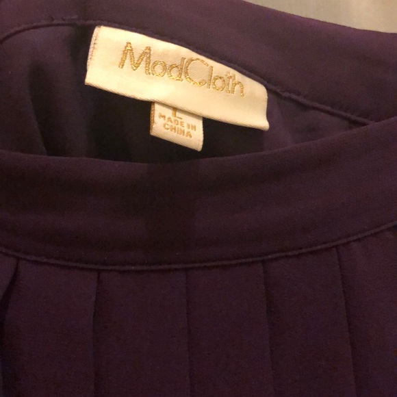 ModCloth Pleated Purple Midi Skirt, Size L - Picture 3 of 4